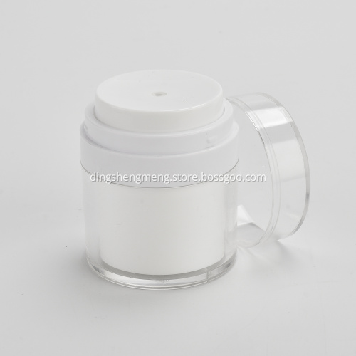 Acrylic White And Silver Cosmetic Cream Airless Jar